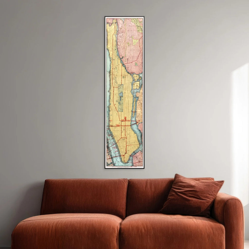 Manhattan 1908 - Transit Map - 45×172 cm – billede 2