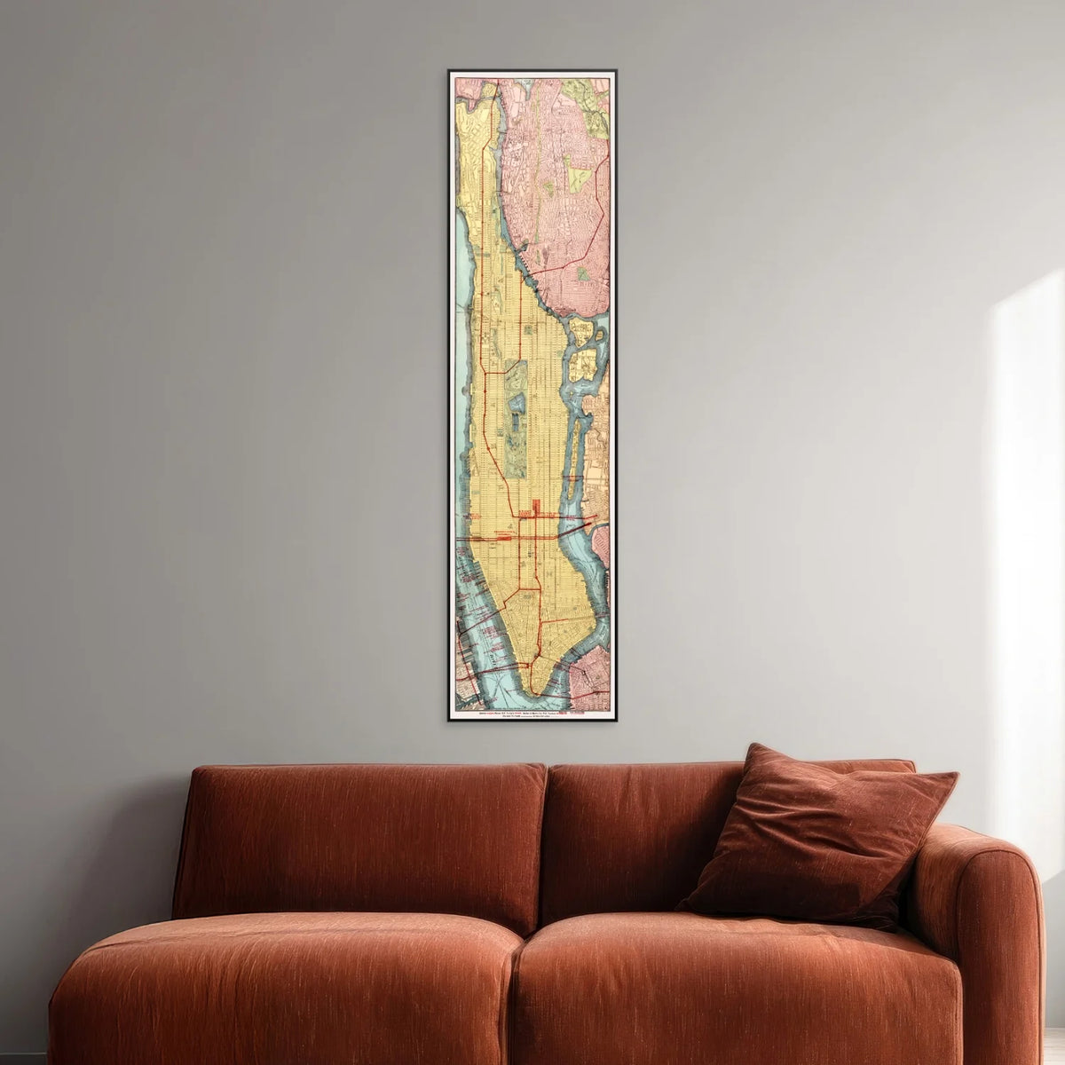 Manhattan 1908 - Transit Map - 45×172 cm – billede 2