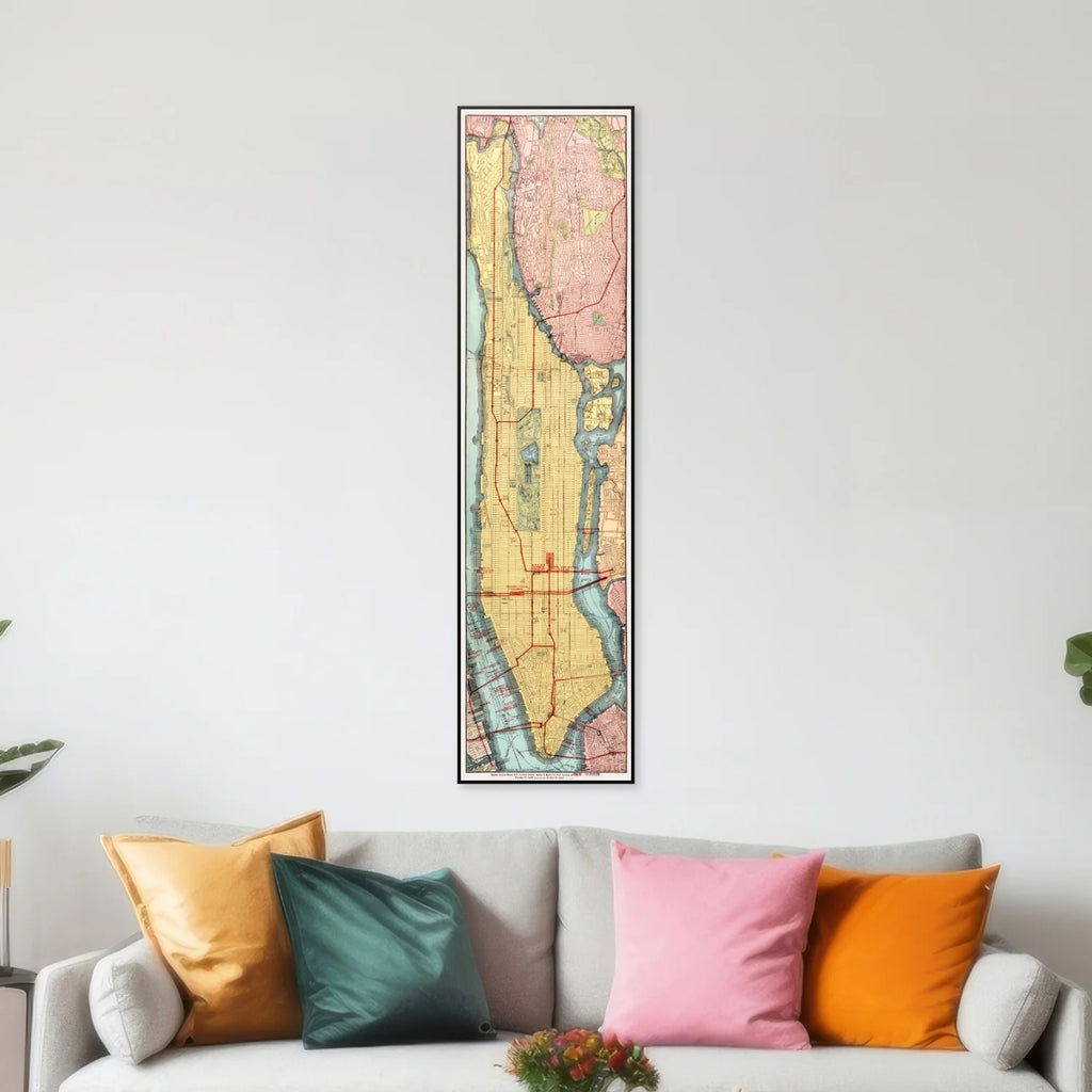 Manhattan 1908 - Transit Map - 45×172 cm – billede 3