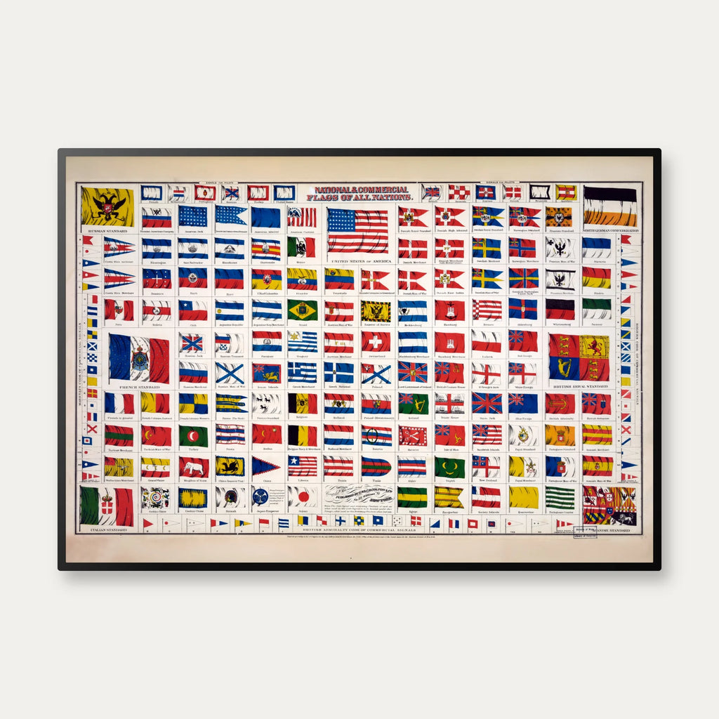 National & Commercial Flags of All Nations - vintage flagplakat – billede 1