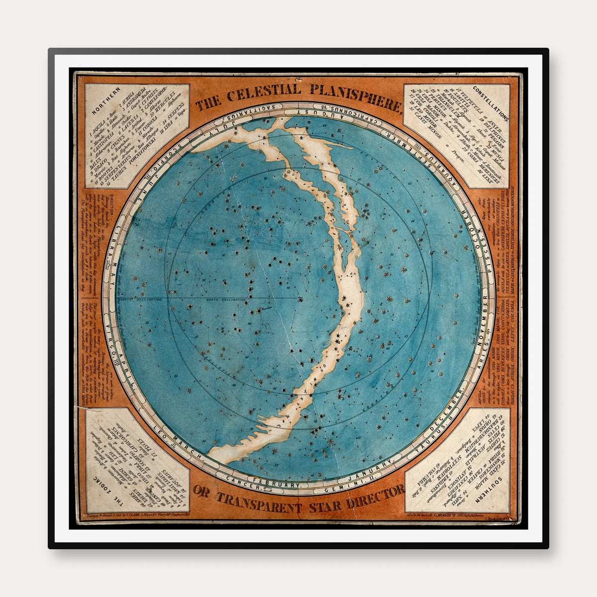 Planisfære - stjernekort - vintage astronomi – billede 1