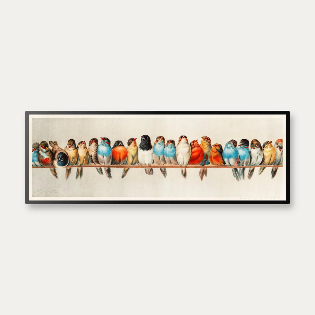 Fugle på en gren - Hector Giacomelli - 100×35 cm – billede 1