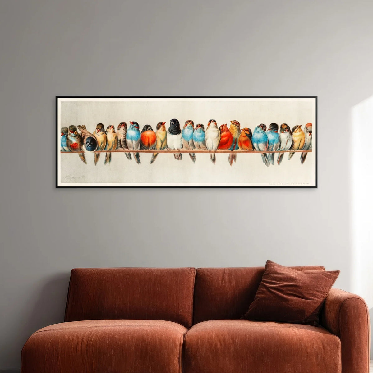 Fugle på en gren - Hector Giacomelli - 100×35 cm – billede 2