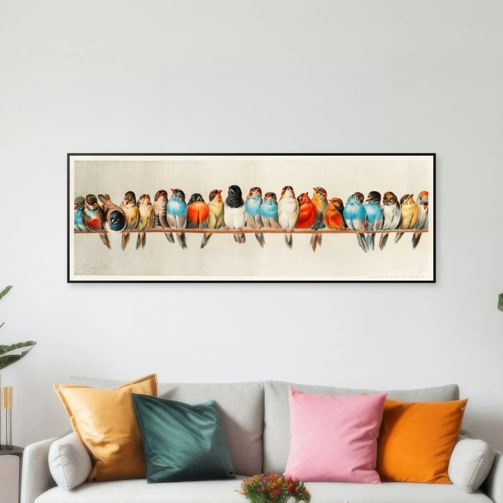 Fugle på en gren - Hector Giacomelli - 100×35 cm – billede 3