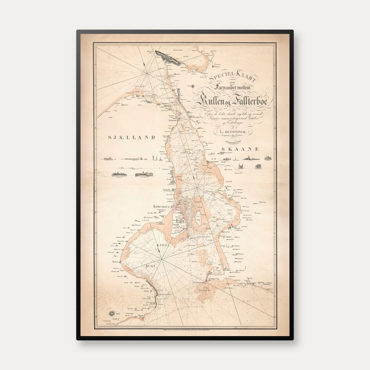 Farvandet Kullen Falsterbo 1830 - Kort – billede 1