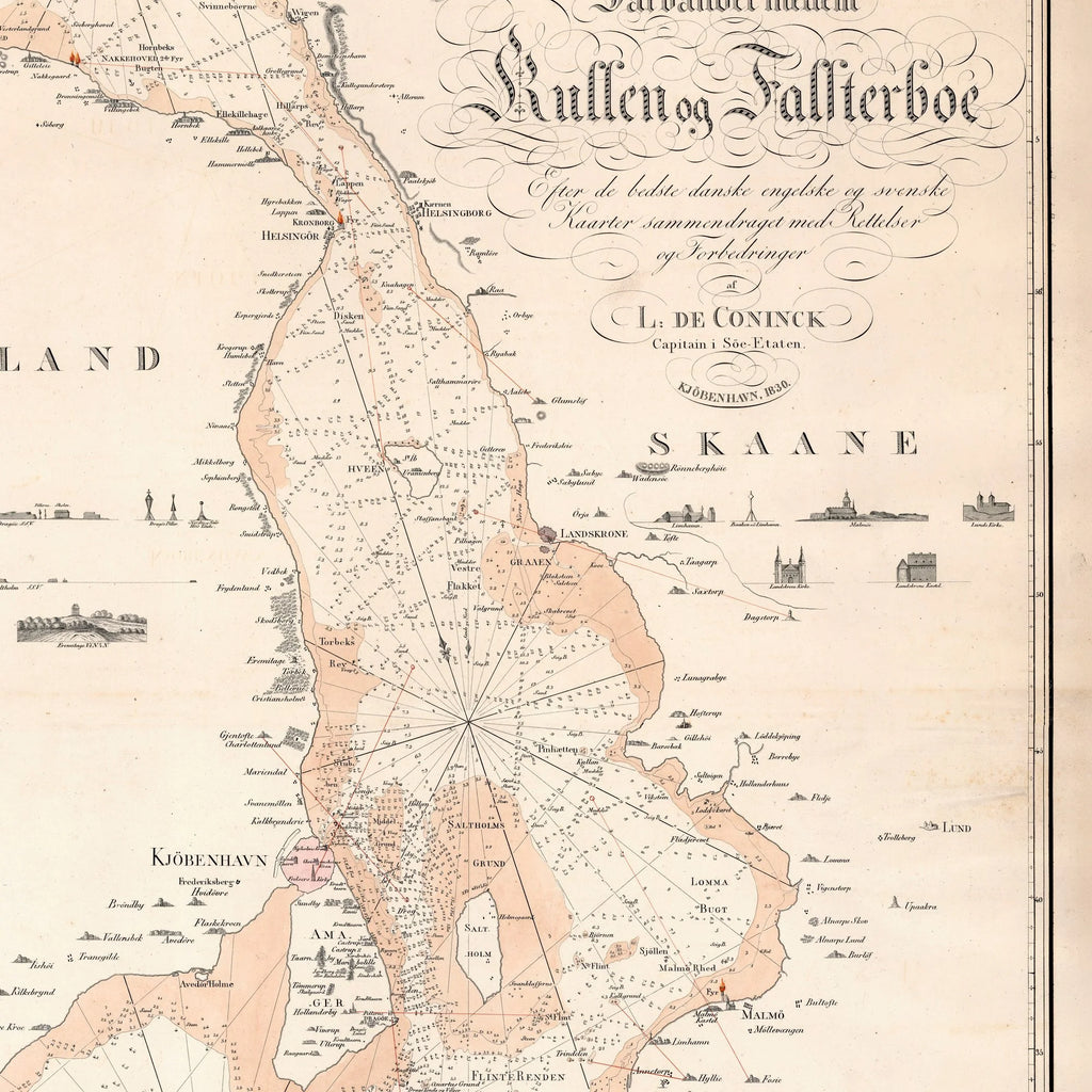 Farvandet Kullen Falsterbo 1830 - Kort – billede 4