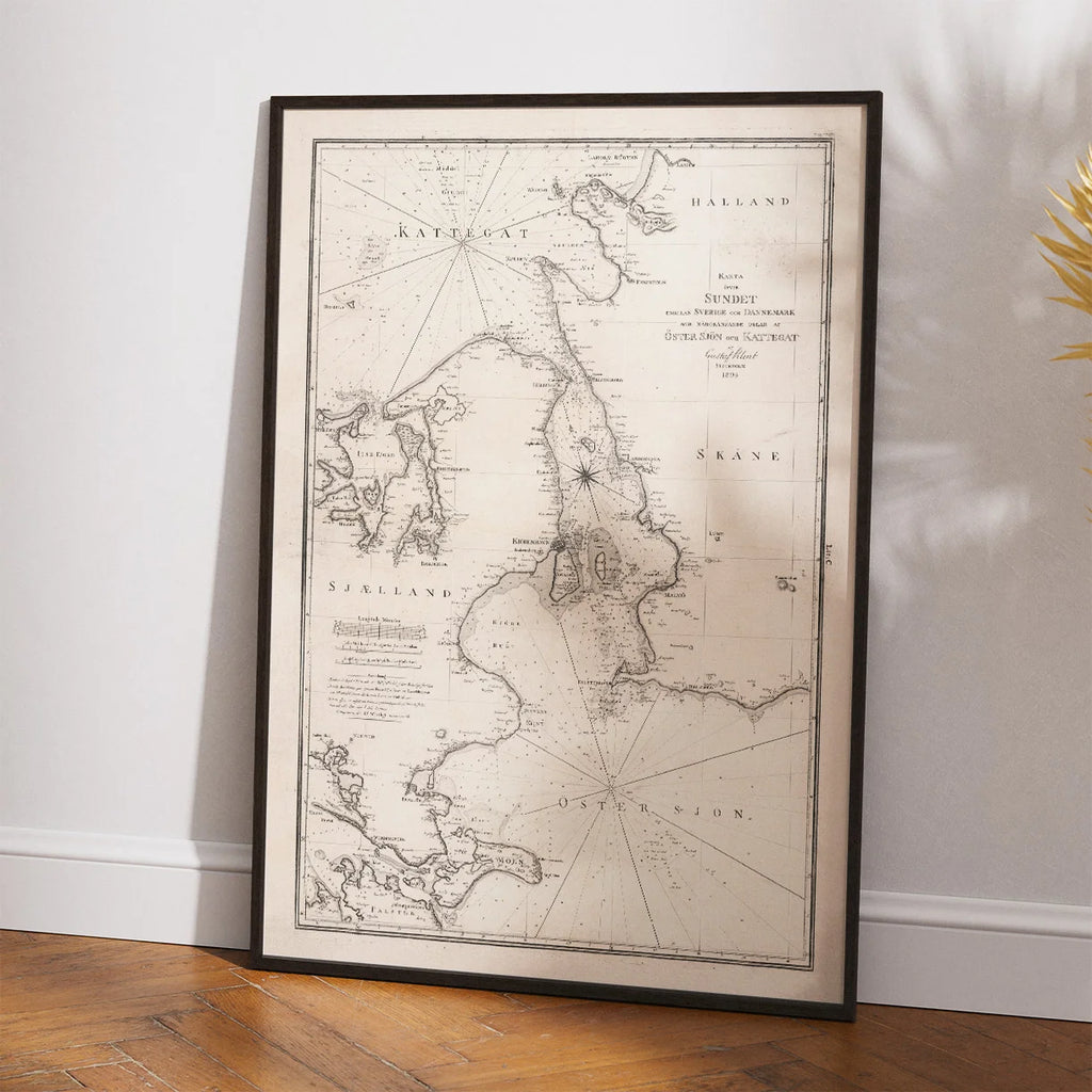 Øresund Sundet Danmark Sverige 1804 - Kort – billede 2
