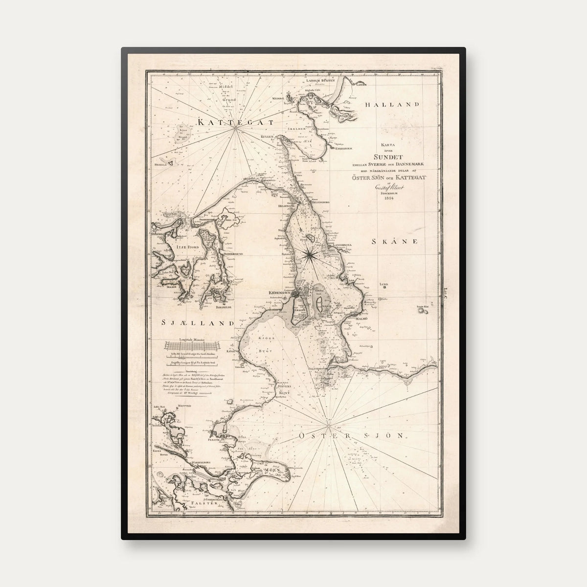 Øresund Sundet Danmark Sverige 1804 - Kort – billede 1
