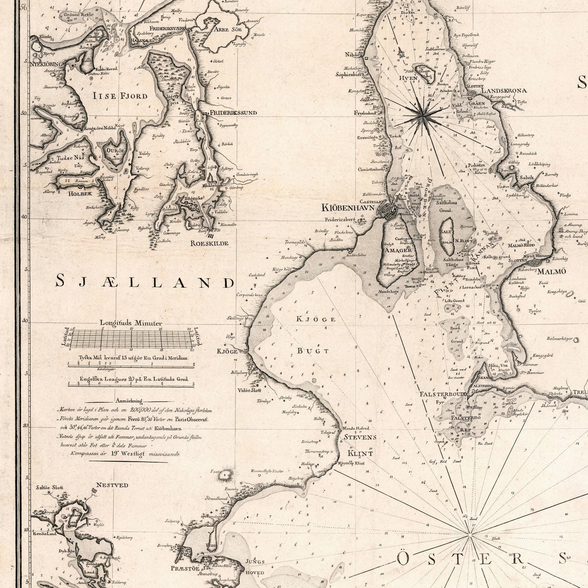 Øresund Sundet Danmark Sverige 1804 - Kort – billede 4