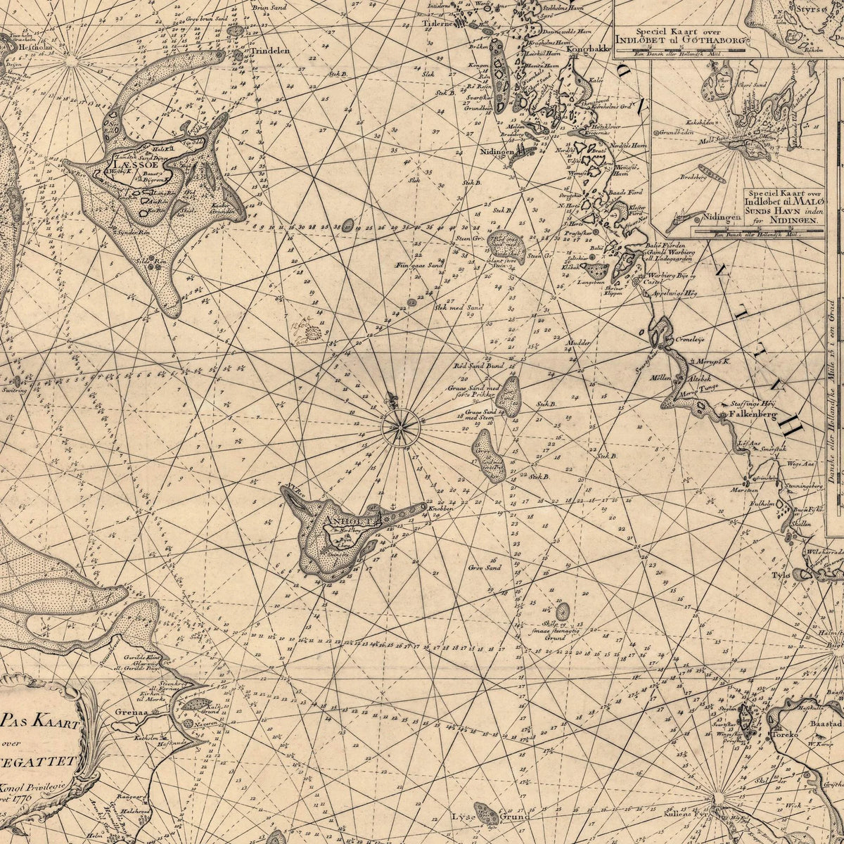 Kaart over Kattegattet 1776 - Søkort - 60×92 cm – billede 4