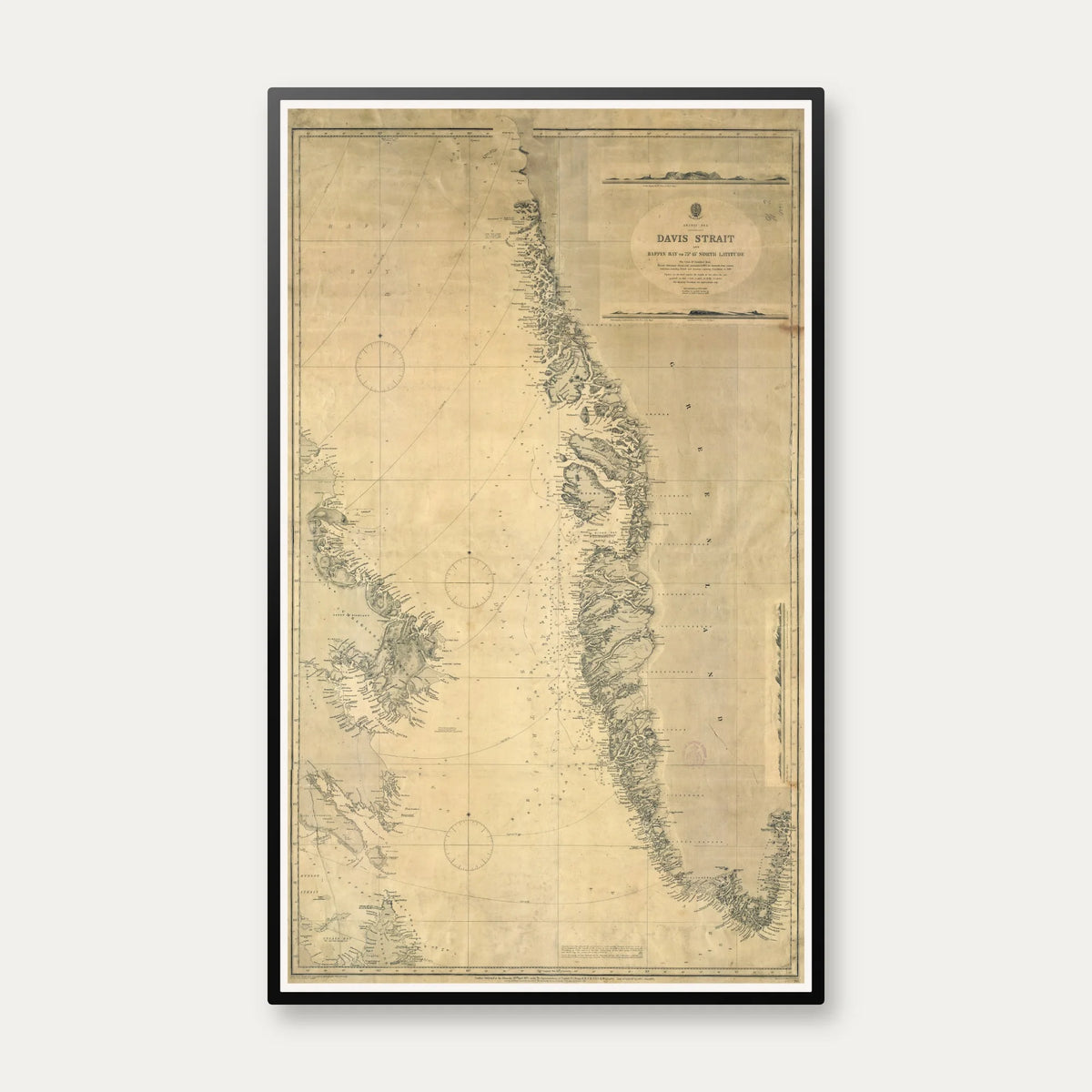 Grønland 1890 - Det Arktiske Hav - Søkort - 50×82 cm – billede 1