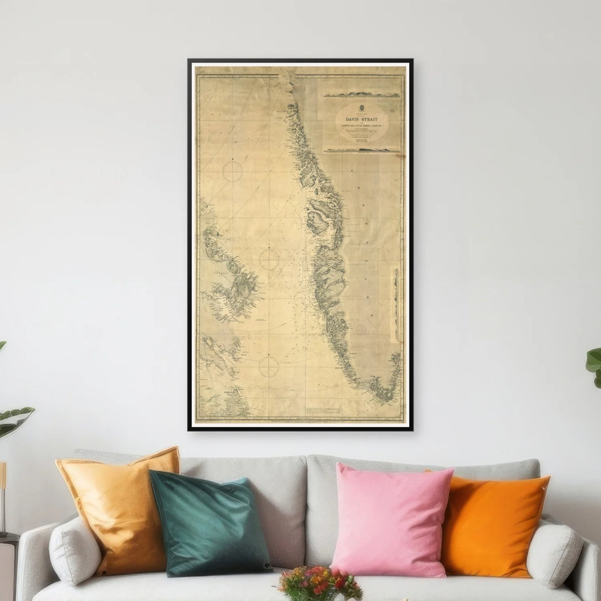Grønland 1890 - Det Arktiske Hav - Søkort - 50×82 cm – billede 3