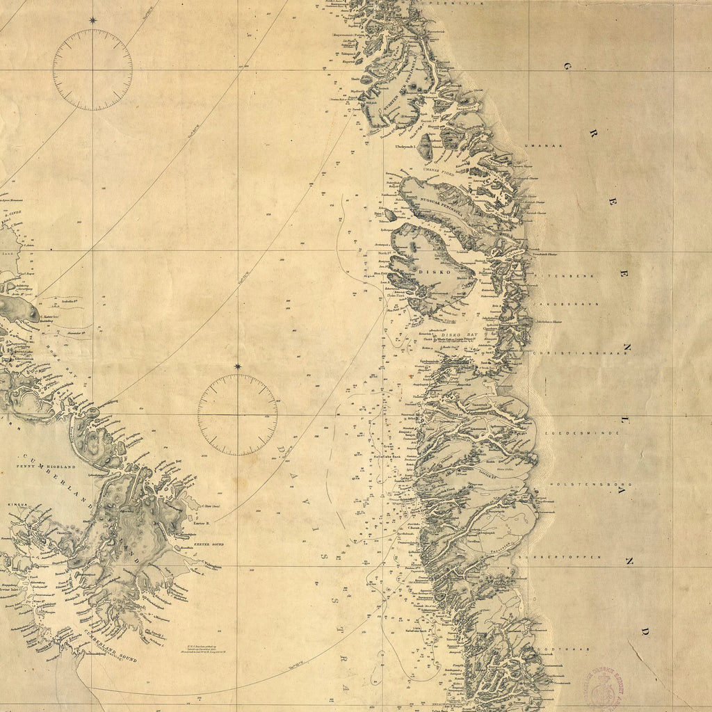 Grønland 1890 - Det Arktiske Hav - Søkort - 50×82 cm – billede 4