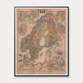 Sverige, Norge, Danmark & Finland 1879 - 60×77 cm – billede 1
