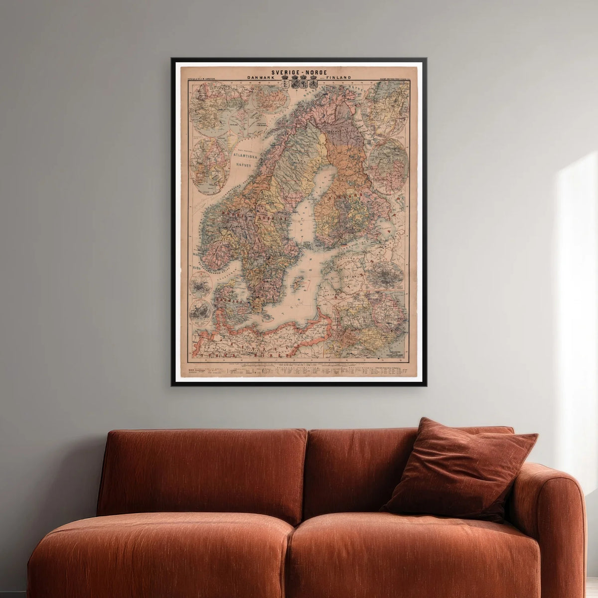Sverige, Norge, Danmark & Finland 1879 - 60×77 cm – billede 2
