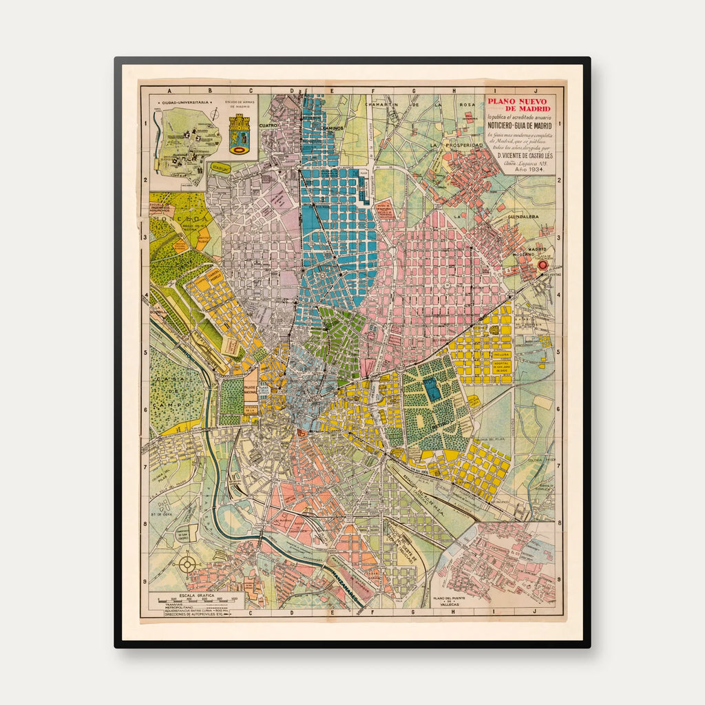Kort over Madrid 1934 - Bykort - 50×62 cm – billede 1