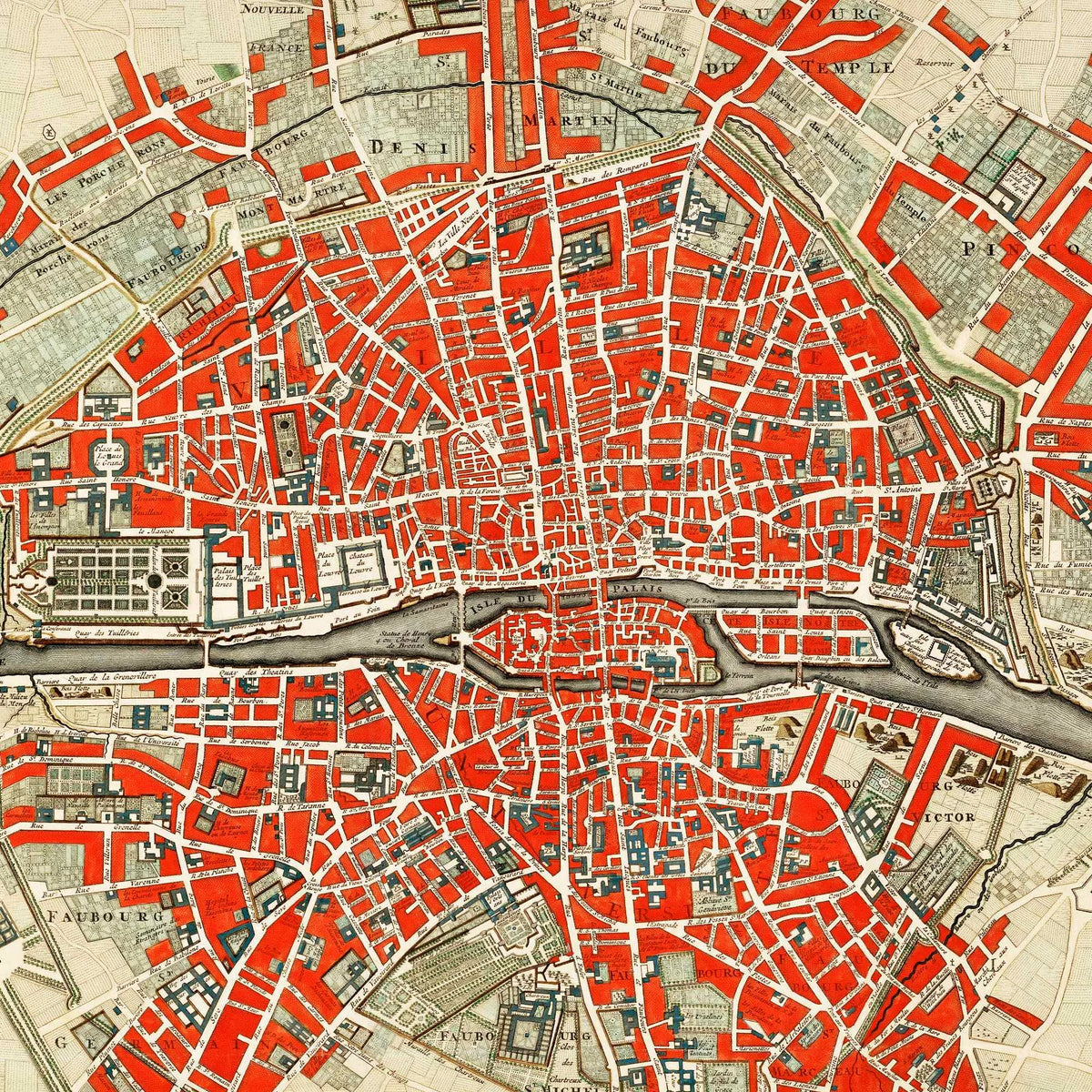 Plan over Paris 1721 - Bykort – billede 3