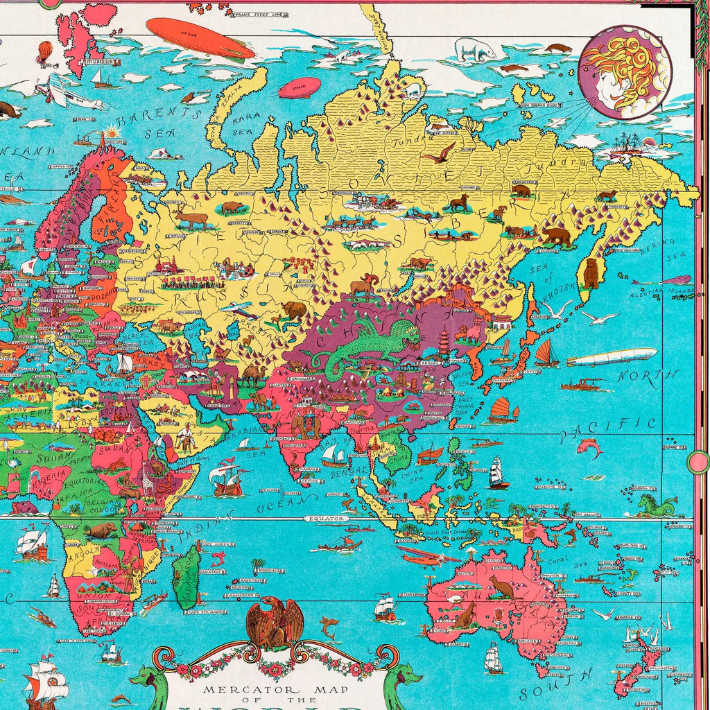 Mercator Verdenskort 1931 - World Map – billede 3