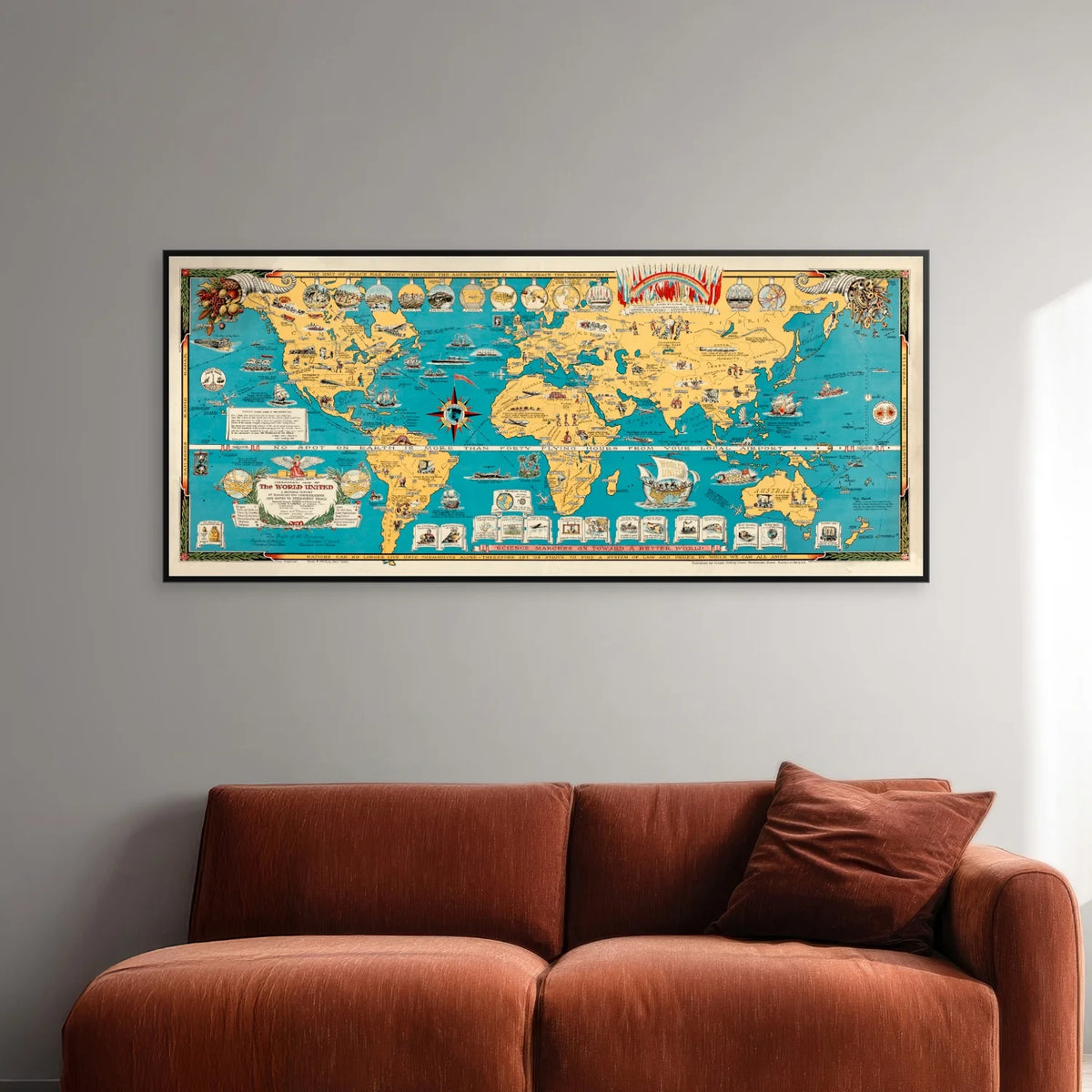 Mercator Verdenskort II 1931 - 120×53 cm – billede 2