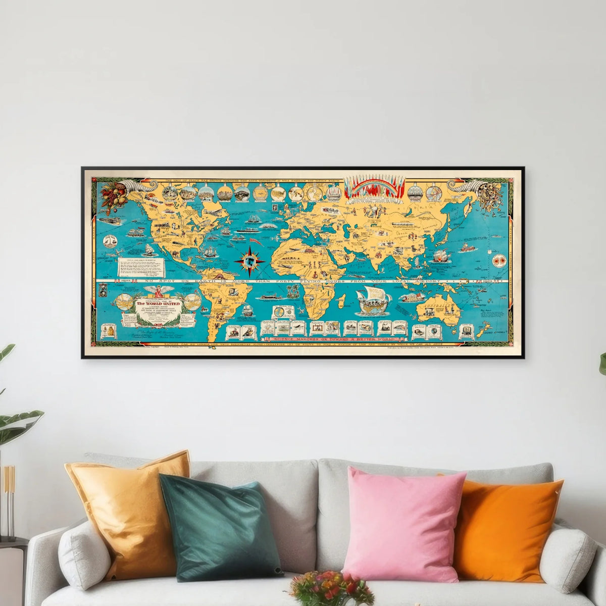 Mercator Verdenskort II 1931 - 120×53 cm – billede 3