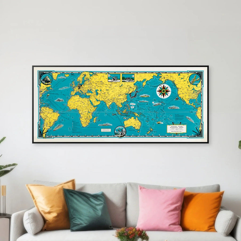 2. Verdenskrig Atlas 1945 - Verdenskort - 120×52 cm – billede 3