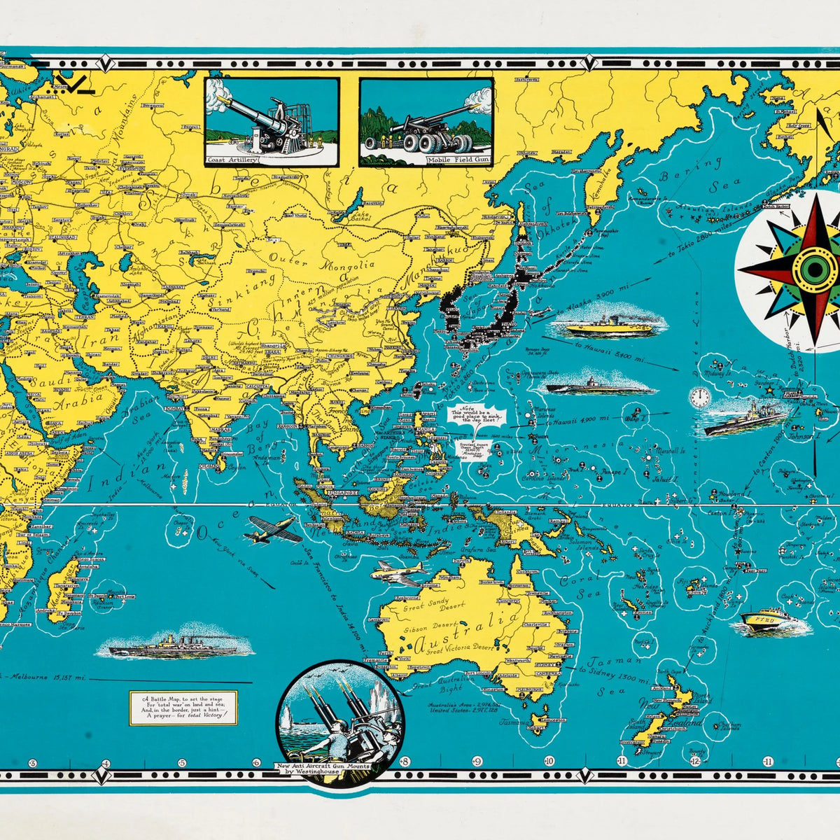 2. Verdenskrig Atlas 1945 - Verdenskort - 120×52 cm – billede 4